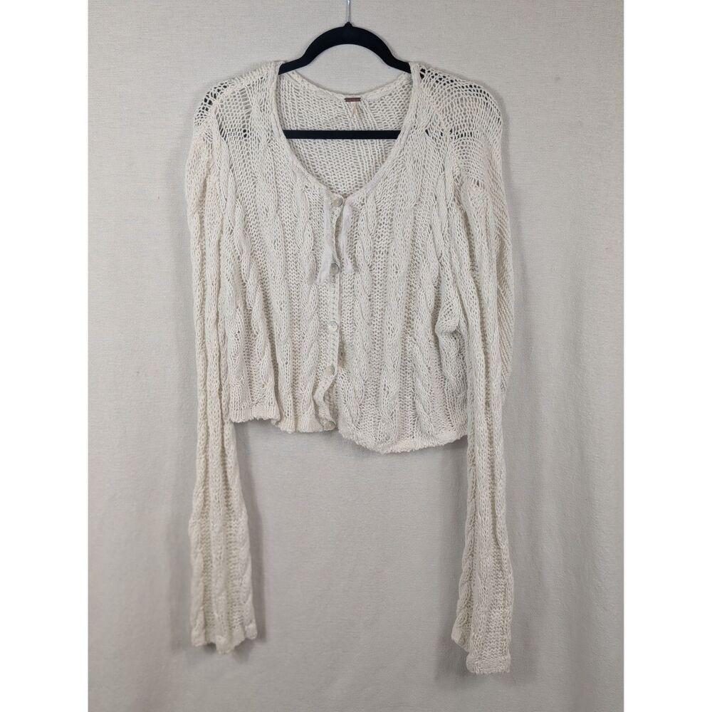 Free People Robyn Cropped Cardigan White Women's Size Large